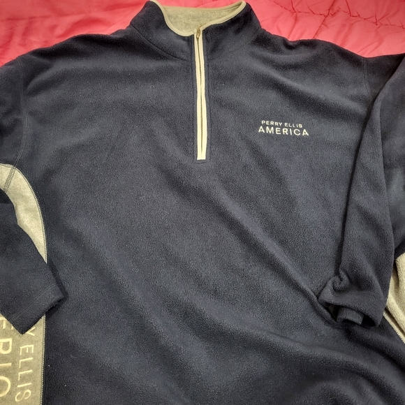 BUNDLE Perry Ellis America Active size XL Fleece Pullover Navy Blue with Gray - Picture 8 of 10